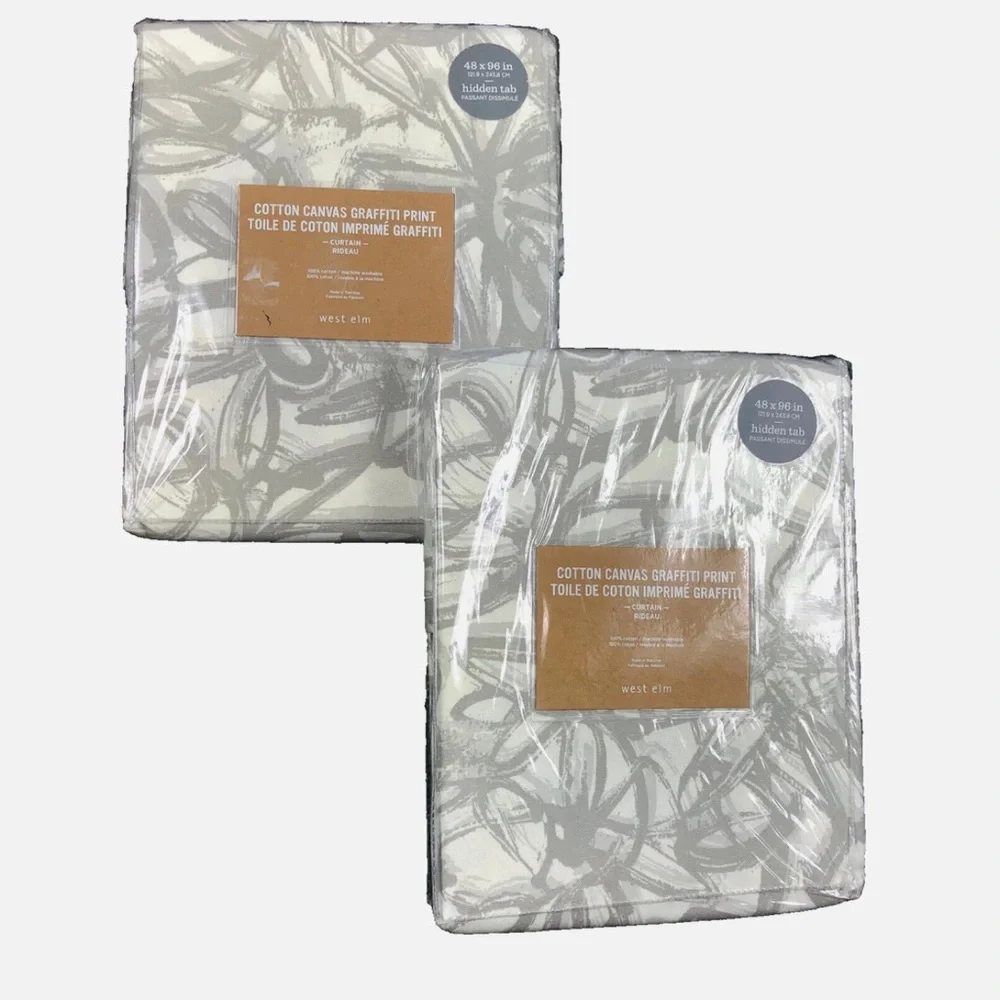 READ below: West Elm Cotton Canvas- Light grey and white curtains